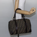 FENDI Zucca Canvas Hand Bag Black Brown Auth 146650-20
