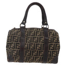 FENDI Zucca Canvas Hand Bag Black Brown Auth 146650-13