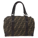 FENDI Zucca Canvas Hand Bag Black Brown Auth 146650-2