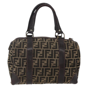 FENDI Zucca Canvas Hand Bag Black Brown Auth 146650 - 0