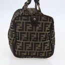 FENDI Zucca Canvas Hand Bag Black Brown Auth 146650-3