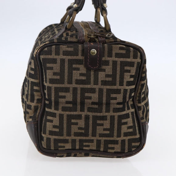 FENDI Zucca Canvas Hand Bag Black Brown Auth 146650