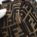 FENDI Zucca Canvas Hand Bag Black Brown Auth 146650-7