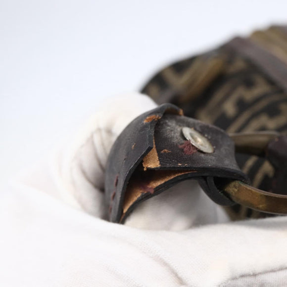 FENDI Zucca Canvas Hand Bag Black Brown Auth 146650