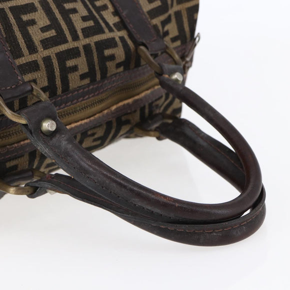 FENDI Zucca Canvas Hand Bag Black Brown Auth 146650