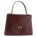 CARTIER Hand Bag Leather Bordeaux Gold Auth 146656-1
