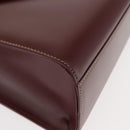 CARTIER Hand Bag Leather Bordeaux Gold Auth 146656-9