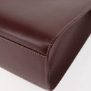 CARTIER Hand Bag Leather Bordeaux Gold Auth 146656-16