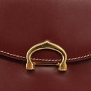 CARTIER Hand Bag Leather Bordeaux Gold Auth 146656-17