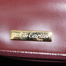 CARTIER Hand Bag Leather Bordeaux Gold Auth 146656-18