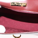 CARTIER Hand Bag Leather Bordeaux Gold Auth 146656-11
