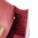 CARTIER Hand Bag Leather Bordeaux Gold Auth 146656-19