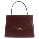 CARTIER Hand Bag Leather Bordeaux Gold Auth 146656-13