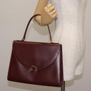 CARTIER Hand Bag Leather Bordeaux Gold Auth 146656-22