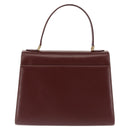 CARTIER Hand Bag Leather Bordeaux Gold Auth 146656-2
