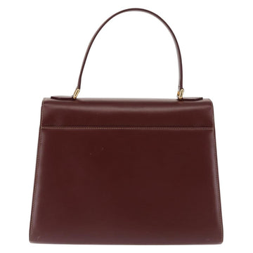 CARTIER Hand Bag Leather Bordeaux Gold Auth 146656 - 0
