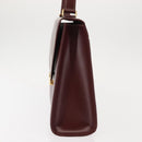 CARTIER Hand Bag Leather Bordeaux Gold Auth 146656-3