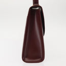 CARTIER Hand Bag Leather Bordeaux Gold Auth 146656-4