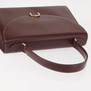 CARTIER Hand Bag Leather Bordeaux Gold Auth 146656-6