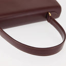 CARTIER Hand Bag Leather Bordeaux Gold Auth 146656-7