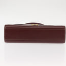 CARTIER Hand Bag Leather Bordeaux Gold Auth 146656-5