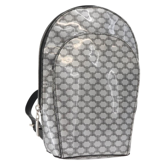 CELINE Macadam Canvas Backpack Silver Auth 146658