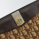 Christian Dior Trotter Canvas Shoulder Bag Brown Gold Auth 146664-18