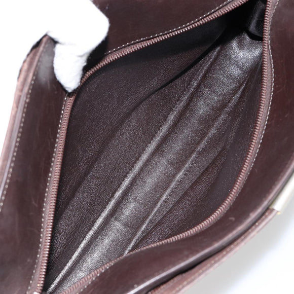 Christian Dior Trotter Canvas Shoulder Bag Brown Gold Auth 146664