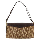 Christian Dior Trotter Canvas Shoulder Bag Brown Gold Auth 146664-2
