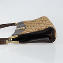 Christian Dior Trotter Canvas Shoulder Bag Brown Gold Auth 146664-4