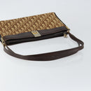 Christian Dior Trotter Canvas Shoulder Bag Brown Gold Auth 146664-7