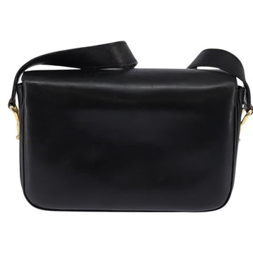 CELINE Horse Carriage Shoulder Bag Leather Vintage Black Gold Auth 146665 - 0