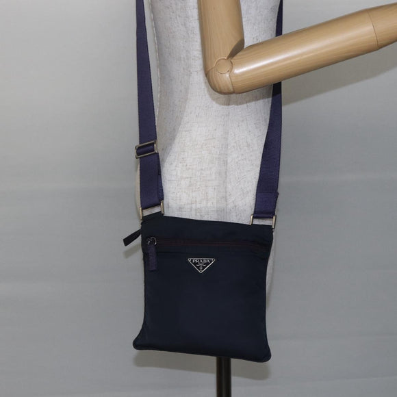 PRADA Shoulder Bag Nylon Purple Silver Auth 146670
