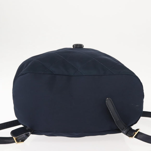 PRADA Backpack Nylon Navy Gold Auth 146671