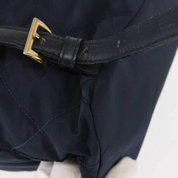 PRADA Backpack Nylon Navy Gold Auth 146671