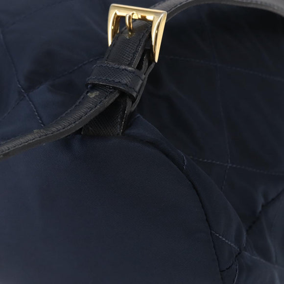 PRADA Backpack Nylon Navy Gold Auth 146671