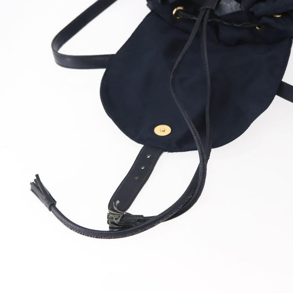 PRADA Backpack Nylon Navy Gold Auth 146671
