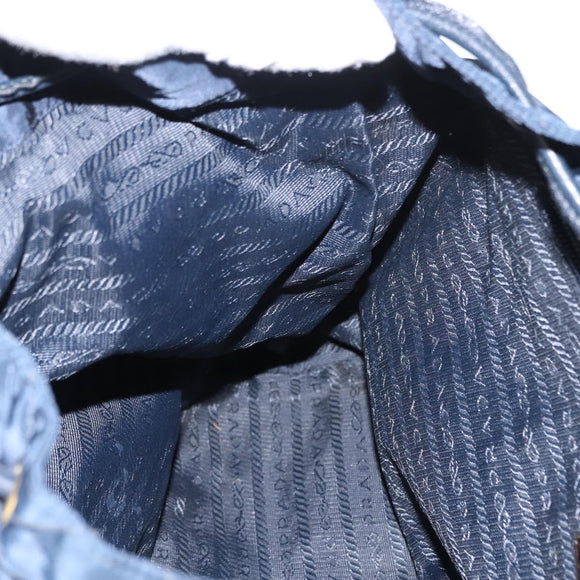 PRADA Backpack Nylon Navy Gold Auth 146671