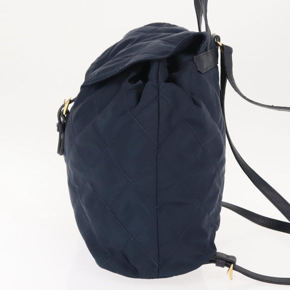 PRADA Backpack Nylon Navy Gold Auth 146671