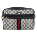 GUCCI GG Supreme Sherry Line Shoulder Bag PVC Navy Red 56 02 005 Auth 146673-13