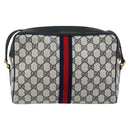 GUCCI GG Supreme Sherry Line Shoulder Bag PVC Navy Red 56 02 005 Auth 146673-2