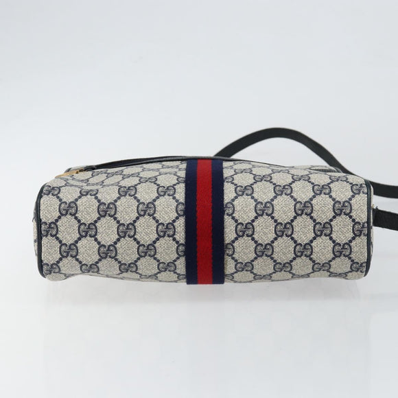 GUCCI GG Supreme Sherry Line Shoulder Bag PVC Navy Red 56 02 005 Auth 146673