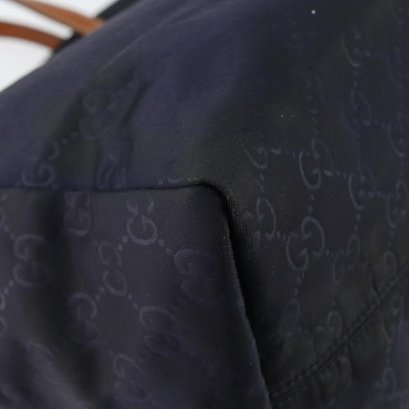 GUCCI GG Canvas Tote Bag Nylon Navy 282439 Auth 146676