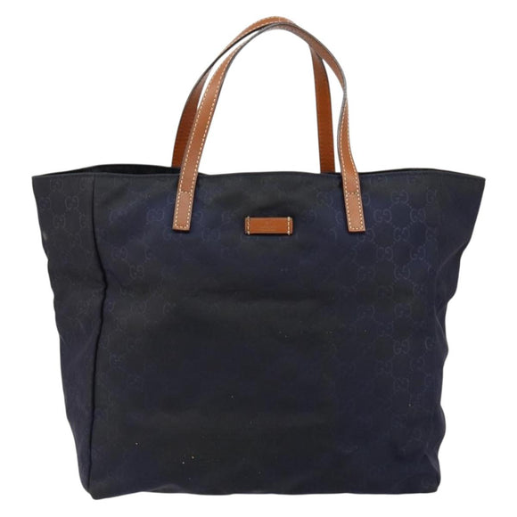 GUCCI GG Canvas Tote Bag Nylon Navy 282439 Auth 146676