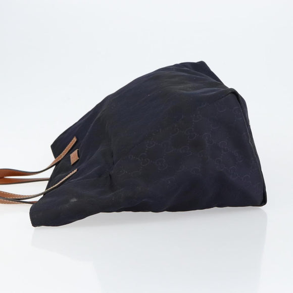 GUCCI GG Canvas Tote Bag Nylon Navy 282439 Auth 146676