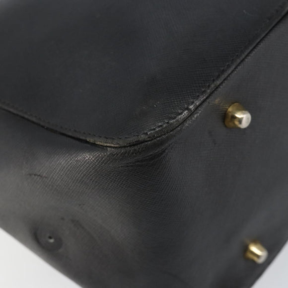 PRADA Hand Bag Safiano leather Black Gold Auth 146677