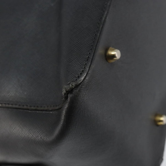 PRADA Hand Bag Safiano leather Black Gold Auth 146677