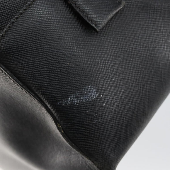 PRADA Hand Bag Safiano leather Black Gold Auth 146677