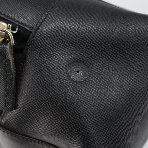 PRADA Hand Bag Safiano leather Black Gold Auth 146677