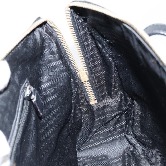 PRADA Hand Bag Safiano leather Black Gold Auth 146677